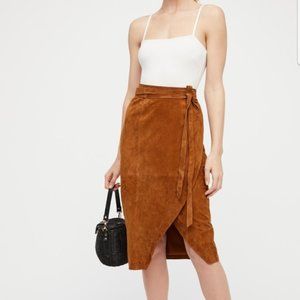 Free People Women's Brown Goat Leather Wrap Skirt Size 4